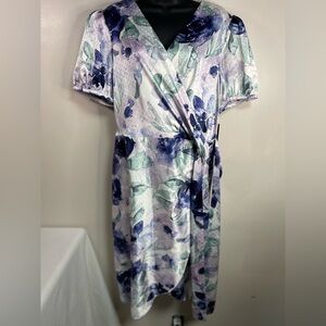 NWT Tahari Arthur S Levine Wrap Dress Multicolor (Grape Pure Posey) SZ 16